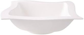 NewWave Dish, bowl for salads and side dishes, square shape, premium porcelain, dishwasher and microwave safe, white, 25 cm