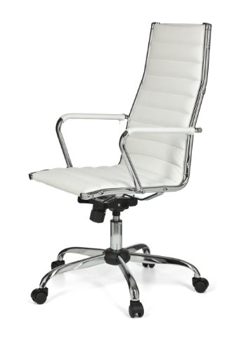 AMSTYLE Bürostuhl GENF 1 Bezug Kunstleder Weiß Design Schreibtischstuhl XXL 110kg Chefsessel höhenverstellbar Drehstuhl ergonomisch mit Armlehnen Rücken-Lehne Wippfunktion verstellbar Schalensitz hoch - 