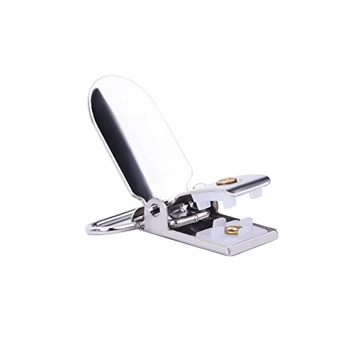 Tenn Well Schnuller Hosenträger Clips, 30 Stück 2,5 cm Schnullerclip Metall für Lätzchen (Silbern) - 3