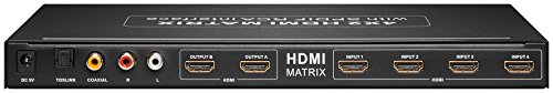 Goobay 90655 HDMI Matrix 4 x 2 Ultra HD Umschaltpult, 4K/3D fähig mit 4 Inputs und 2 Outputs schwarz - 2