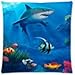 Square Throw Pillow Case Decorative Cushion Cover/Case Zippered Pillowcase With Funny Underwater World Shark and Coral Fish Art Sea Ocean Animal 18 X 18 Inch(Twin Sides)