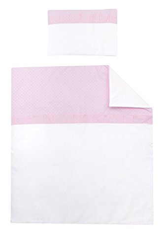Vizaro - Quilt & Pillow for Moses Basket (70 x 80 cm, pillow 25 x 30 cm). - 100% Luxury Cotton - Made exclusively in the European Union, fabrics successfully tested for harmful substances - Collection Pink And White