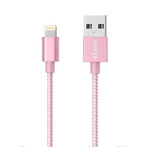 Anker 3ft Nylon Braided USB Cable with Lightning Connector [Apple MFi Certified] for iPhone X / 8 / 8 Plus / 7 / 7 plus / SE / 6 / 6 Plus/ 6s, iPad Air 2, iPad Pro and More (Rose Gold)