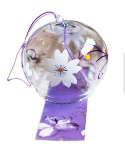 Japanisches Furin Glas-Windspiel, Handgefertigt, schönes Geschenk zu Geburtstag, Valentinstag, Dekoration für Zuhause, Küche, Garten, Fenster, Motiv: Weiße Kirschblüte - 3