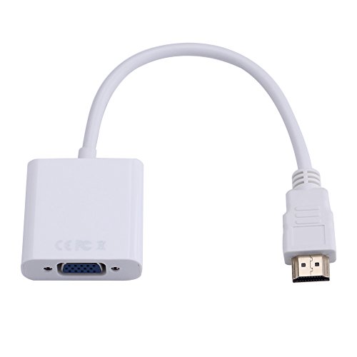 GHB 1080P HDMI auf VGA Kabel Adapter mit 3,5 mm Audio-Anschluss Konverter Male to Female für PC Laptop DVD und andere HDMI-Eingabegeräte Weiß