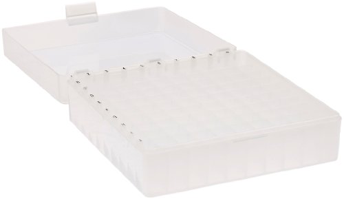 Alkali Scientific PP2-100-A Clear 2" Polypropylene Hinged Box with 100-Cell Divider (Pack of 5)