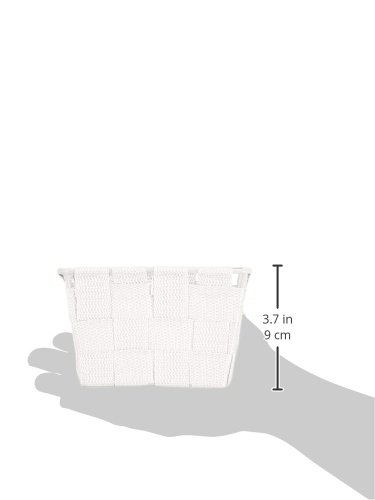 WENKO 20369100 Aufbewahrungskorb Adria Mini Weiß – Badkorb, quadratisch, Kunststoff-Geflecht, Polypropylen, 14 x 9 x 14 cm, Weiß - 4