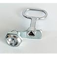 Polished Panel Lock Socket Key Male Threaded Triangle Shape Set, Silver