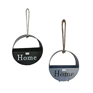 Handcrafted Set of Two Home Written Hanging Metal planters/Metal vases Decorate Walls with hjy Your Choice of Flowers at Restaurant Decoration with Your Choice of Flowers