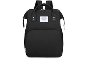 u3a Culla Portatile Pieghevole con Materasso, Borsa per Pannolini, Zaino Cinghie per Passeggino Borsa da Viaggio Multifunzionale Impermeabile (Nero)