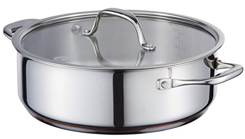 MasterChef MC 700060 Copperline 5-Plis en acier inoxydable Induction Sauteuse avec couvercle en verre 24 cm, cuivré