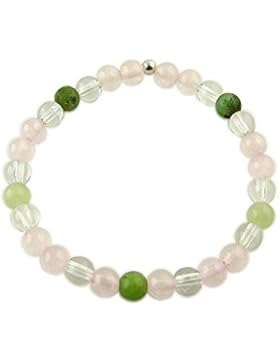 Edelstein Armband - Herz und Liebe - mit 925er Silber Perle, Heilsteinarmband, Stretcharmband