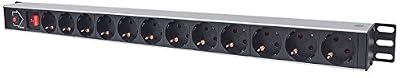 Intellinet 'Intellinet 10 Bloc multiprise 4 Schuko Intellinet rallonge multiprise schuko à 12 prises, montage vertical (interrupteur à bascule, avec protection à maximum de tension, 1,6 m câble de courant) noir