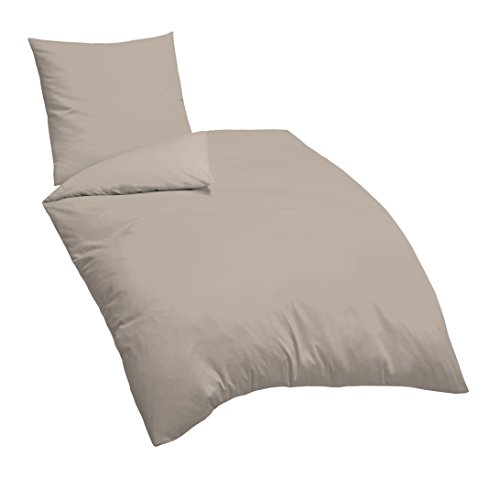 biberna 0065600 Baumwoll-Satin Kissenhüllen, 40 x 80 cm, taupe - 3