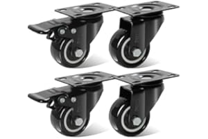 .PRO Heavy Duty 50mm Swivel Trolley Caster Wheels Up To 300KG Load - Industrial Strength Furniture Moving Casters with Screws, Bolts, Locking, Non-Marking (2 with Brakes 2 Without)
