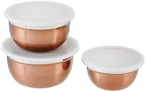 Solimo Stainless Steel Mixing Bowls Set, Set of 3, Copper