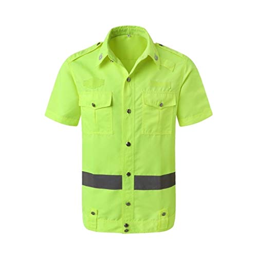 Mr.T Respirante Gilet réfléchissant, Gilet de sécurité Gilet réfléchissant avec la sécurité Vêtements de sécurité T-Shirt à Manches Courtes Salopette Jaune (Color : Green, Size : S)
