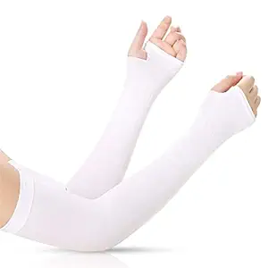 Sikander White Color Summer Sun Protection Arm Cooling Sleeve UV Protection Sleeves For Sun Protection Cycling Running Fishing Clambing 1 Pair