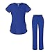 Produktbild Adar Universal Damen Scrub Set – Mock Wrap Scrub Top und Straight Leg Scrub Pants - blau - Klein