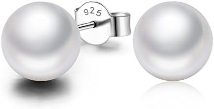 IRIS GEMMA Women 925 Sterling Silver Earring Sets SWAROVSKI Crystal Pearl Button Ball Stud Earrings for Women (White)