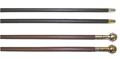 24-Black-Leather-Bound-Show-Cane-Silver-Coloured-Metal-Ball-End-and-Tip-Made-In-England-Fibreglass-Centre