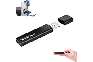 ATTODIGIT@L LightREC - Mini grabadora activada por voz - Unidad flash USB delgada | 26 horas de batería | 8GB - 94 horas de capacidad | Grabador de sonido USB Memory Stick fácil de usar | por aTTo Digital
