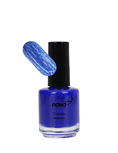 NDED Crackle Lack - Profi Crackling Nagellack - Crackle Top Coat für Nägel im Vintage-Look, Pacific Blue, blau, 15 ml, UV geeignet, lufthärtend