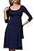Produktbild Swallowuk Damen Umstandskleid Schwangerschaft Kleid Gerafften Stillkleid Diskretes Stillen Stretchkleid (XL, Marine)
