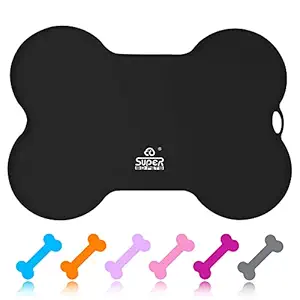 Super Design Bone Shape Pet Feeding Mat Fda Grade Silicone Waterproof Non Slip Dog Cat Bowl Placemat Black