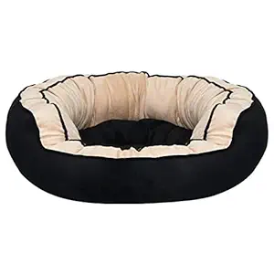 Hiputee Reversible Dual Color Ultra Soft Velvet Bed for Small/Large Dog & Cat (XXL, Black Cream)