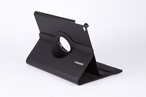 SCHWARZ iPad 2 3 4 360 Grad rotierende Ledertasche Smart Case Hülle für das neue Apple iPad 2 iPad 3 iPad 4 mit Retina Display voll kompatibel mit der Sleep-Funktion + Displayschutzfolie + kapazitiver Stift