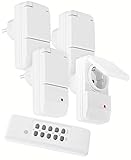 Funksteckdosenset bestehend aus 4x Funksteckdose und 1x Fernbedienung für Außenbereiche (Garten, Terrasse, Garage, Balkon etc.)