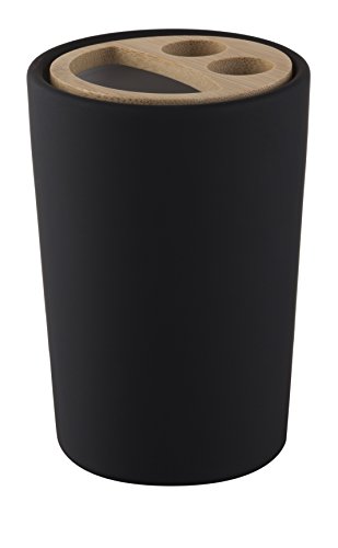 Nice Sea portaspazzolini autoportante, della Collezione Plain, Nero, Dimensioni: 7,5 cm x 7,5 cm x 11 cm