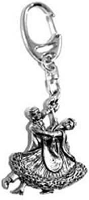 Solid English Pewter Ballroom Dancing Dancers Keyring / Bag Charm Gift-
