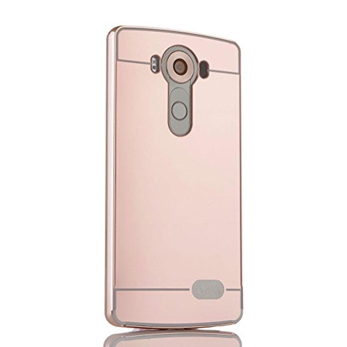 Preisvergleich Produktbild Culater für LG V10 F600 Luxus dünne Aluminium Metallstoß Spiegel PC zurück Fall Case Cover Roségold