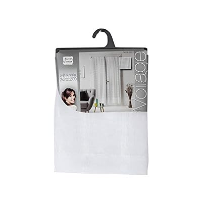 Douceur d'Intérieur Candide Paire Droite Passe Tringle, Blanc, 2 x 70 x 200 cm