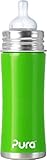 Pura Kiki Infant Bottle Spring Natural Vent Teat (11 oz, Green)