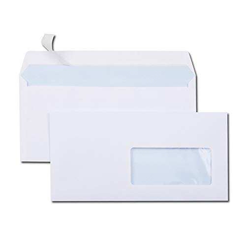 GPV - Lote de 500 sobres autoadhesivos (110 x 220 mm, con ventana de 45 x 100 mm, 80 g)