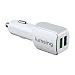 Produktbild Lumsing KFZ Ladegerät QC3.0 24W Dual USB Auto Ladegerät Schnellladegerät USB Car Charger für Samsung Galaxy S7/S6/Edge/Plus, Apple iPhone/iPad /iPod Air, Touch, Mini, Pro, 7, 7 Plus, 6S, 6S Plus Weiß