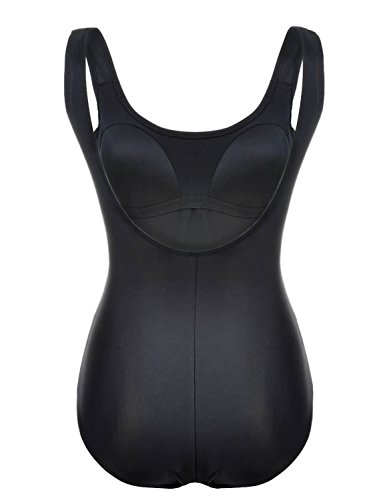 Delimira Damen Einteiler Bademode – Gestreift Schalen Slim Schwimmanzug - 3
