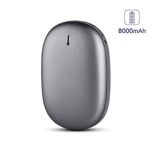 BRIGENIUS Chauffe-Mains réutilisables 8000 mAh et Batterie Externe Rechargeable par USB, Gris