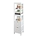 SoBuy® FRG126-W Meuble Colonne de Salle de Bain Armoire Toilette haute – 4 étagères et 2 tiroirs- Blanc