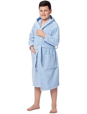 ZOLLNER® Kinderbademantel / Bademantel für Kinder mit Kapuze, 140/152 hellblau, in weiteren Größen erhältlich,...