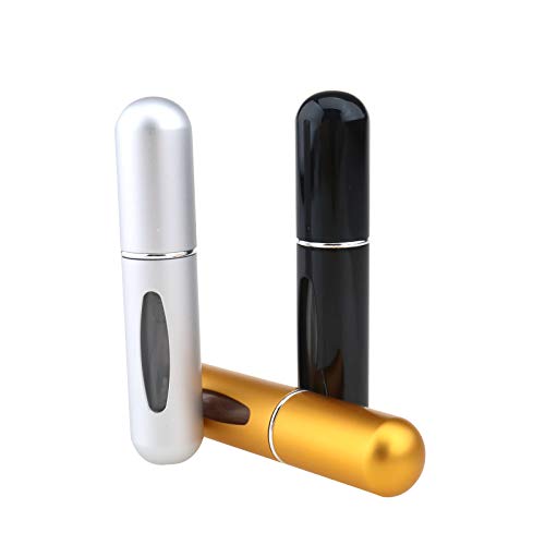 Preisvergleich Produktbild 3x Parfümzerstäuber Nachfüllbar 5ml Reise-Parfümflasche Sprühflasche Parfüm-Flaschen (Schwarz, Silber, Golden)