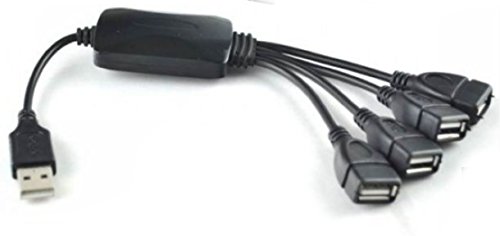 PRESKIN - USB 4 Port Hub, USB 2.0 Oktopus Splitter, Smart Adapter High Speed 4 Ports Verteiler Kabel für PC Laptop Black Color für Notebook / Laptop / Netbook + PC / Ultrabook / Tablet / MAC / Plug & Play / ohne Netzteil
