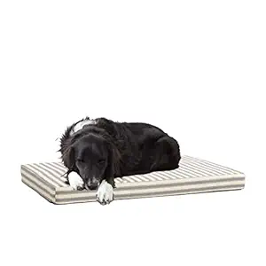 Barkbox Memory Foam Platform Dog Bed | Plush Mattress for Orthopedic Joint Relief | Machine Washable Cuddler with Removable Cover and Water-Resistant Lining | (Large, Stripe)