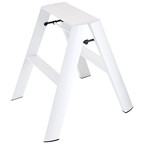 Lucano step stool Slim Design 2step Folding Lightweight Aluminum Ladder White by Lucano