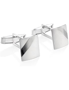 STERLL Herren Manschettenknöpfe Silber Silber 925 gebürstet mit oxidiertem Streifen Geschenkverpackung kleine...