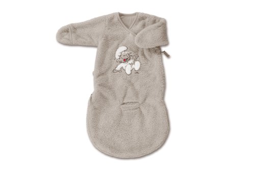 Baby Boum Unisex Baby 60cm Long Super Softcar Seat Sleeping Bag with Arms and Scratch Mitts with High Quality Smurf Appliqué Warm Grey 0-3 Months