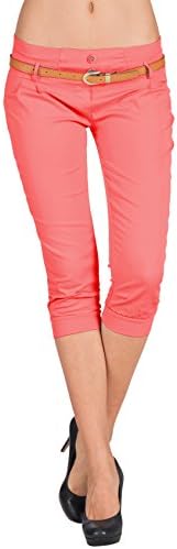 Zarlena Womens Chino Capri Cropped Trousers elasticated waist CTS-COR-S